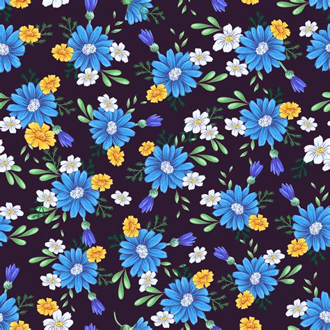Wild flowers seamless pattern. Hand drawing Vector illustration 535943 Vector Art at Vecteezy
