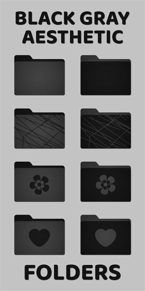Desktop Folder Icons For Mac Windows Black And Gray Aesthetic