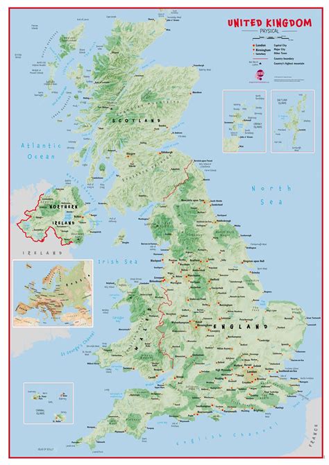 Primary Uk Wall Map Physical Poster Print Art Map Choose Size Finish