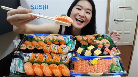 sushi and sashimi mukbang eating show youtube