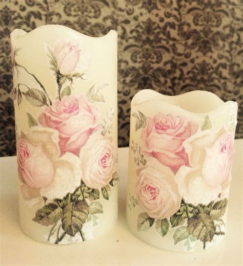 Duo € 775 Decoupage Candles Decoupage Wood Hand Painted Candles