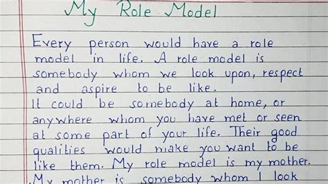 Write An Essay On My Role Model My Mother Essay Writing English