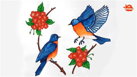 How To Draw A Love Birds In Step By Step In Easy Love Birds Painting