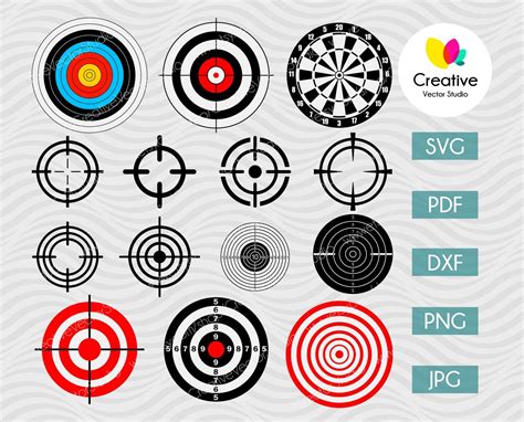 Target Svg Bullseye Svg Dxf Pdf Png  Shooting Target Cut File