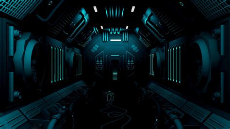 Download Wallpaper 2560x1440 Corridor Dark Station Sci Fi Art Widescreen 169 Hd Background
