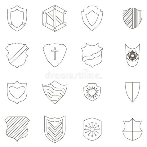 Shield Icons Set Outline Style Stock Vector Illustration Of Badge