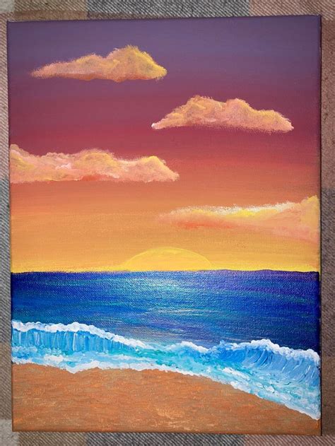 Sunset Beach Painting In Beach Sunset Painting Beach Canvas