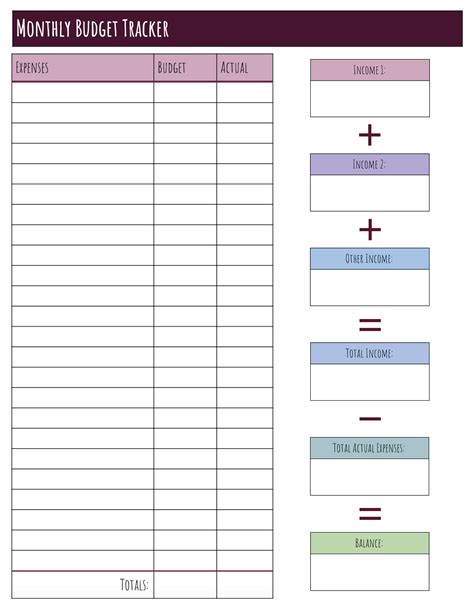 Free Printable Monthly Budget Form Templates Available To Print In PDF