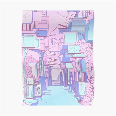 Aesthetic Lofi Anime Alleyway Poster For Sale By Freshfroot Redbubble