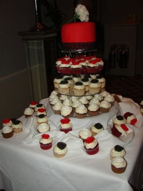 Wedding Cupcake Tower Red White And Black