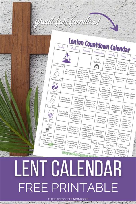 Free Printable Lent Calendar 2023 The Purposeful Mom