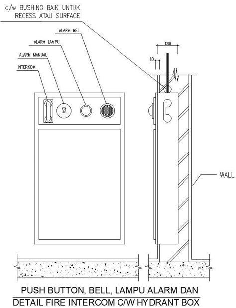 Detail Fire Intercom Hydrant Box Design In Autocad Drawing Dwg File