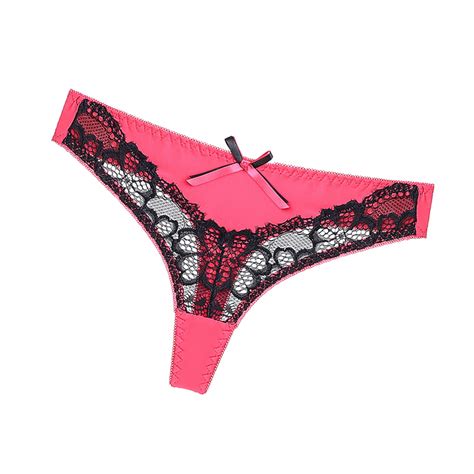 Panties For Women New Hot Panties For Women Lace Patchwork Low Waist Thong With Knotbow