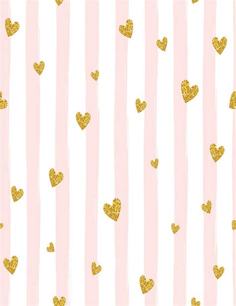 Pink Stripe With Golden Hearts For Birthday Photography Backdrop