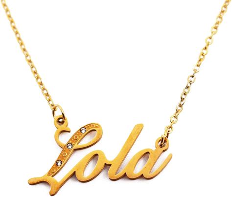 Italic Lola Name Necklace Milan Gold Tone Personalized
