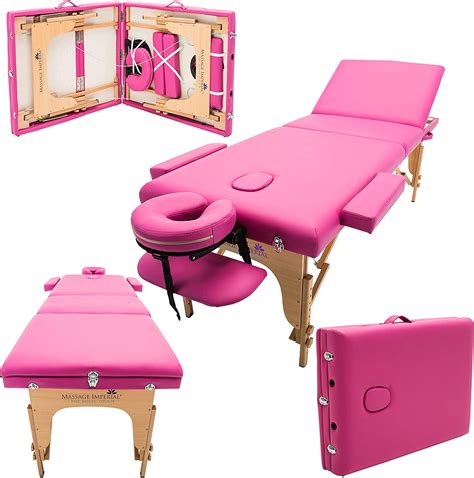 massage imperial® lightweight professional pink 3 section portable massage table couch bed spa