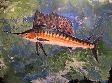 Sailfish 2 Original Acrylic Painting Fish Art Abstract