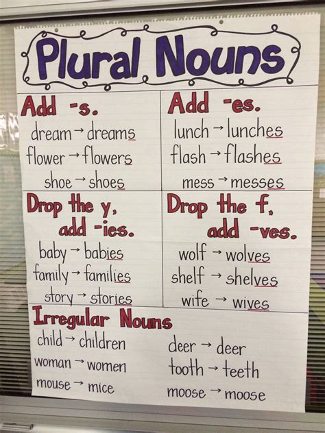 Irregular Plural Nouns Anchor Chart