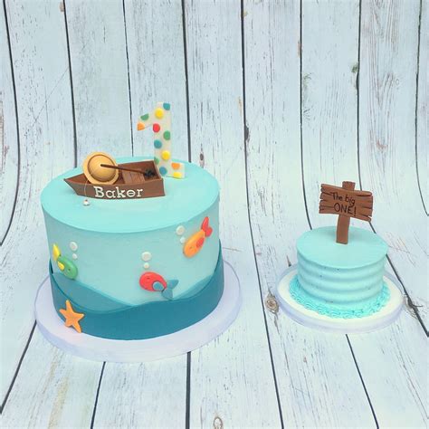 The Big One Fishing Cake And Smash Cake First Birthday Cakes First