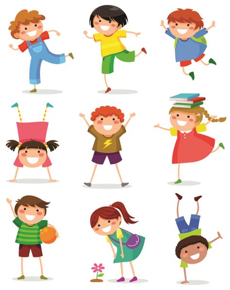 Active Children Cartoon Illustration Vector Free Download