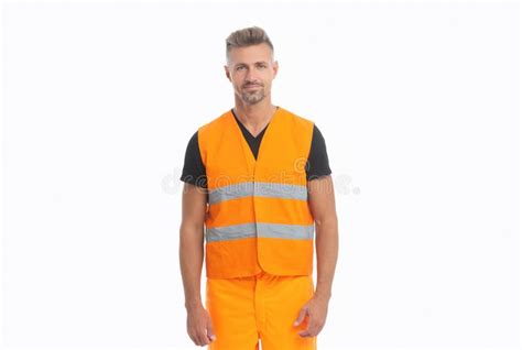Cheerful Builder Supervisor Man In Orange Uniform Builder Man Wearing