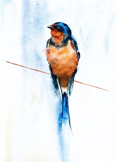 September Swallow Painted By Watercolour Artist Jane Davies Available
