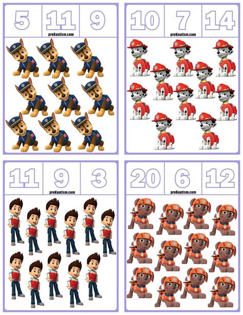 Free Paw Patrol Number Clip Cards Numbers 1 20 Numbers Preschool