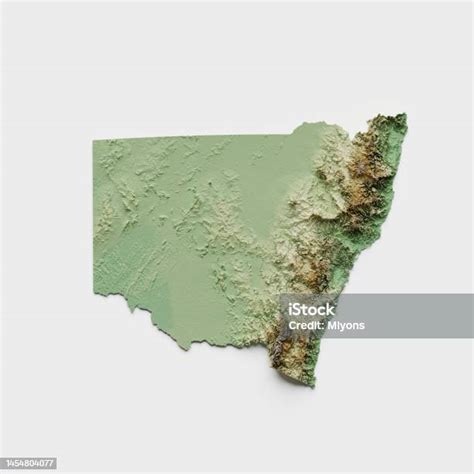 นิวเซาท์เวลส์ แผนที่บรรเทาภูมิประเทศของออสเตรเลีย การแสดงผล 3 มิติ ภาพ