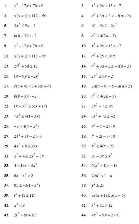 Answer key for algebra b book ; Grade 9 Quadratic Inequalities Worksheet - Thekidsworksheet