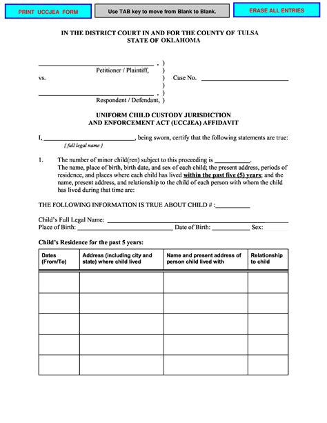 Uniform Child Custody Jurisdiction And Enforcement Act Affidavit