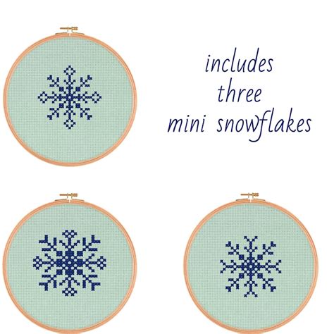 Three Mini Snowflake Cross Stitch Patterns Easy Cross Stitch Etsy