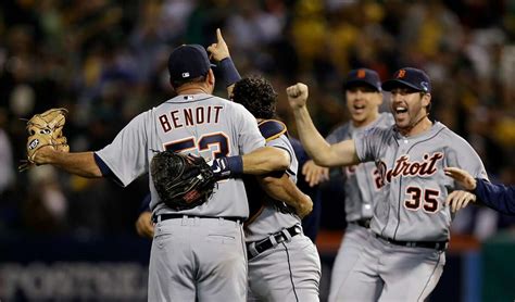 Detroit Tigers Justin Verlander Celebrates The Final Out Against