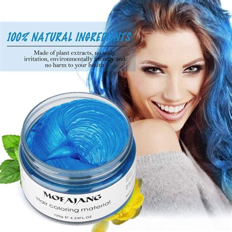 Mofajang Hair Coloring Dye Wax Blue Instant Hair Wax Temporary Hairstyle Cream 423 Oz Hair