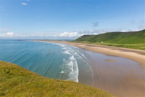 Welsh Beach Rhossili The Gower South Wales Uk Stock Image Image Of