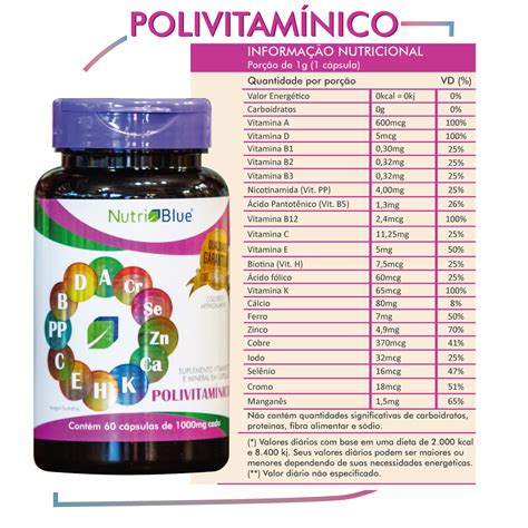 polivitamínico ⑩ suplemento de vitaminas e minerais de a z nutriblue