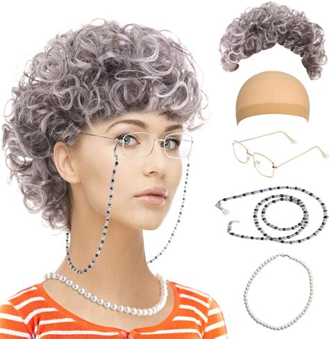 old lady costume set grandmother wig wig caps madea granny glasses eyeglass ret ebay