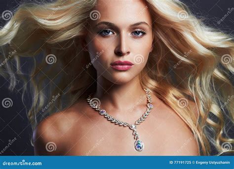 Young Beautiful Womansexy Blond Girljewelry Stock Image Image Of Beautiful Closeup 77191725