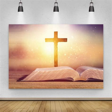 Buy Leowefowa Holy Crucifix Opened Bible Book Backdrop 10x65ft