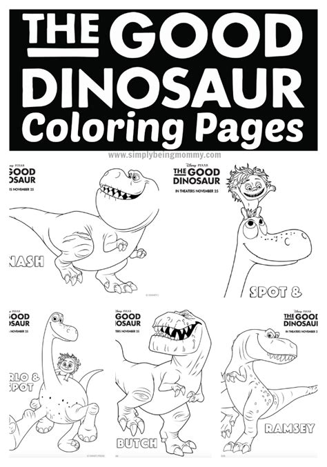 By the time your child is three years old, they should have sufficient strength and fine motor skills to hold a crayon and color. The Good Dinosaur Coloring Pages | Simply Being Mommy