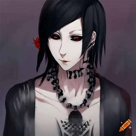 Portrait Of Uta From Tokyo Ghoul Anime With Long One Sided Hair Black