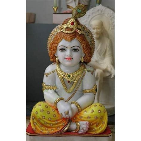 White Painted Marble Bal Krishna Statue For Worship Size 2 Fit At Rs