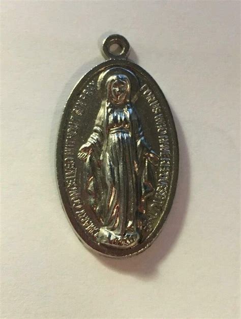 Vtg Religious Medal Pendant Virgin Mary Conceived Without Sin Pray For Us Italy Ebay Pendant