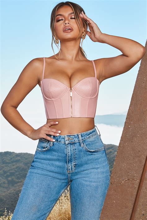 zip into shape faux leather underwired bustier crop top oh polly crop top bustier crop tops