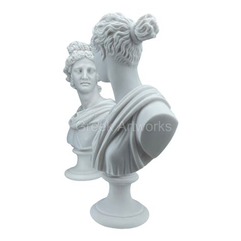 Set 2 Busts God Apollo And Goddess Artemis Diana Greek Cast Marble
