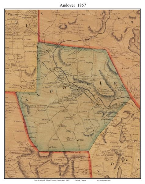 Andover Connecticut 1857 Tolland Co Old Map Custom Print Old Maps