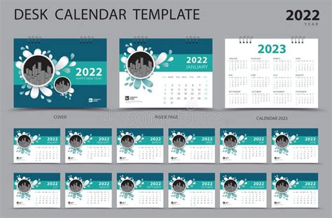 Calendar 2023 Temmplate Layout 12 Months Yearly Calendar Set In 2022
