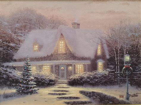 Lot Thomas Kinkade Christmas Eve Giclee On Canvas