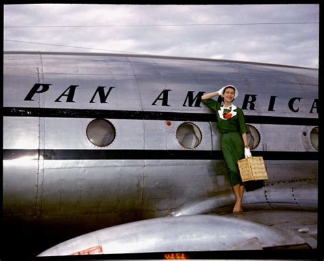A Model Poses As A Passenger Walking Off The Pan American Clipper