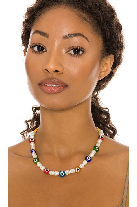 Other Reasons Beaded Evil Eye Choker Necklace In Gold Revolve