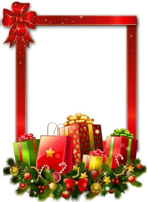 Red Large Christmas Transparent Png Photo Frame With Presents